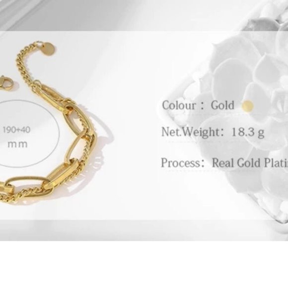 NEW 18K Gold Plated Chunky Link Chain Bracelet - Picture 3 of 3